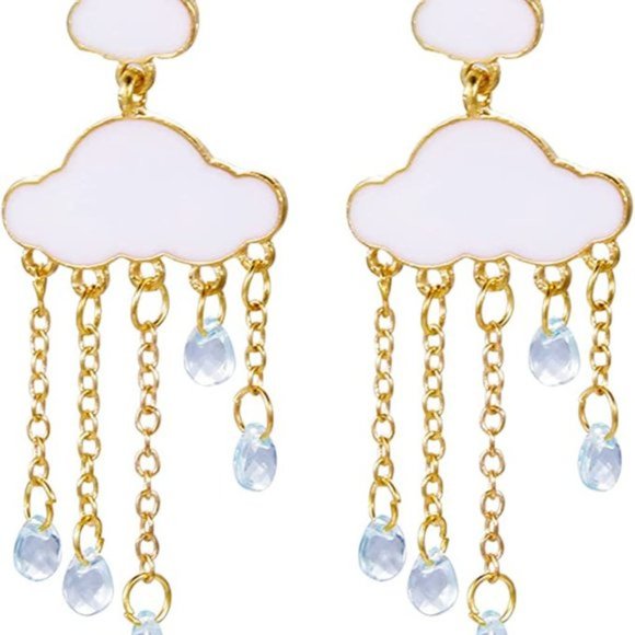 Cloud Drop Gold Earrings - Picture 3 of 7